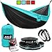 Lightweight Double Camping Hammock - Adjustable Tree Straps & Ultralight Carabiners Included - Two Person Best Portable Parachute Nylon Hammocks for Hiking, Backpacking, Travel & Backyard - Easy Setup