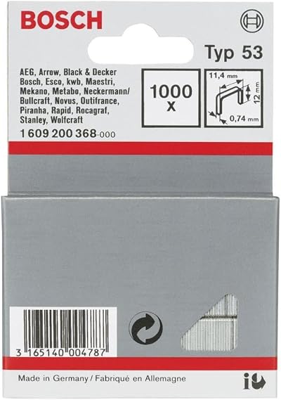 Bosch Fine Wire Staples Type 53 11.4 x 0.74 x 12 mm 1000 pcs