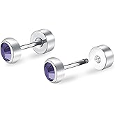 ZDE Titanium Women Flatback Earrings for Women Crystal Stud Earrings Flat Back Earrings Hypoallergenic Cartilage Flatback Earring Tragus Helix Tragus Conch Piercing 3mm-5mm