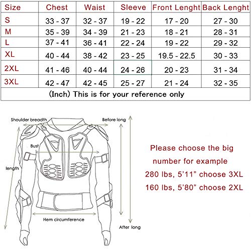 Motorcycle Full Body Armor Protective Gear Jacket Street Motocross ATV Guard MTB Racing Shirt Jacket Protector Pro for Men (Black, XL) - Thumbnail 7