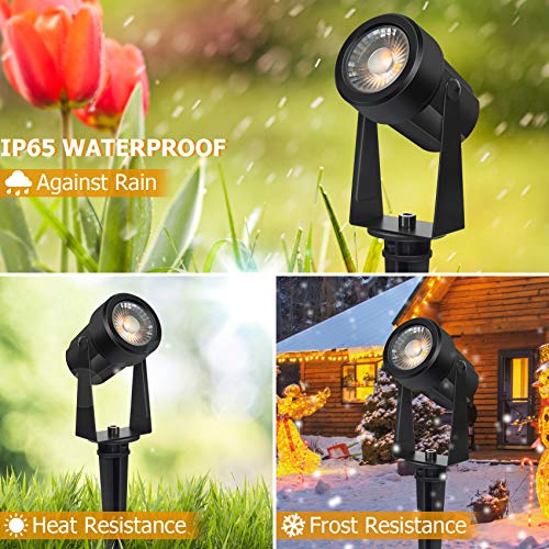 Garden Spike Lights,Totofac 12V 12W Pathway Lights 4-Pack COB LED Garden Spotlights，Ip65 Waterproof Outdoor Landscape Spotlights with Spike Stand for Garden, Yard, Lawn(Warm White）