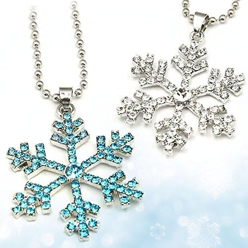 Women Girls Frozen Snowflake Crystal Pendant Elsa Necklace Fashion - Winter Snow Ice