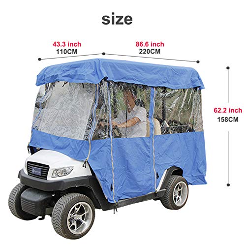 Popsport 4 Passenger Golf Cart Cover Driving Enclosure Straps Golf Cart Quick Fit Cover Clear PVC Window Golf Cart Cover for EZ GO and Club Car (Blue) - Thumbnail 7