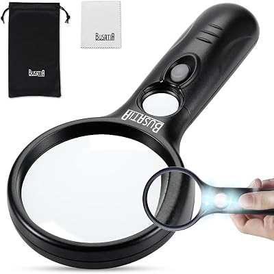 Loupe avec Lumière LED, Loupe de Poche avec Grossissement 3X 45X