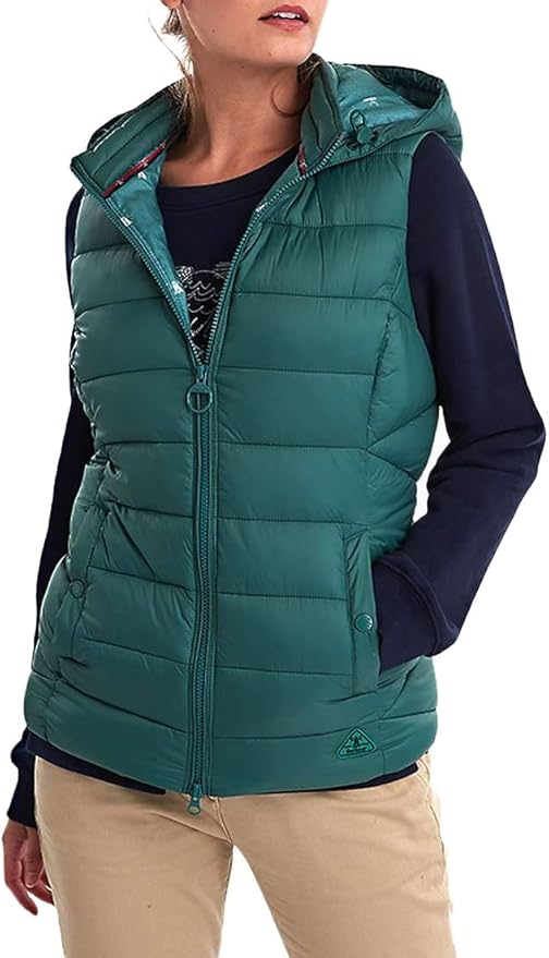 Barbour Ladies Landmass Hooded Gilet Turtle Green Size UK 10 Amazon.co