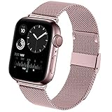 RUOQINI Compatible with Apple Watch Band 38mm 40mm, Stainless Steel Loop Replacement Wristband for iWatch Series 4/3/2/1,Rose Pink
