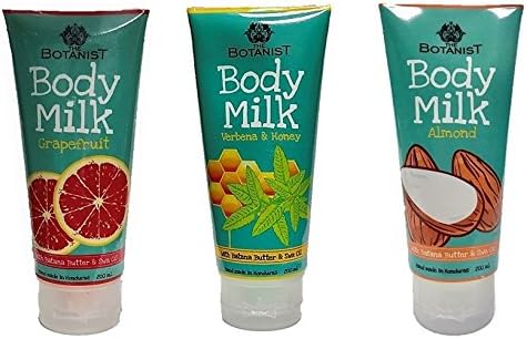 THE BOTANIST Body Milk 3 pcs Assorted - Almond, Grapefruit, Verbena & Honey, all with Batana Butter & Swa Oil (6.7 oz / 3 Pack)