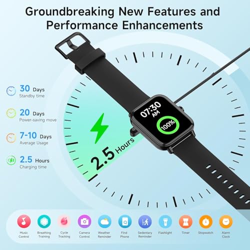 Gydom Smart Watch for Men & Women, Bluetooth Calling, Alexa Built-in, 1.8" HD Display, Fitness Tracker, Heart Rate & SpO2 Monitor, Sleep Tracking, 110+ Sports, IP68 Waterproof, iPhone & Android