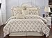 Unique Home 8 Piece Maison Pinch Pleat Reversible Trellis Bed in a Bag Comforter Set (Taupe/Taupe, Cal-King)