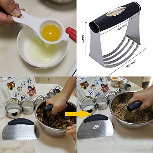 Pastry Cutter Set Pastry Scraper Biscuit Cutter Set (5 Circle+1 Fluted Edge) Dough Blender Mixer Cookie Cutters Round Baking Dough Tools & Pastry Utensils with Egg Separator GIFT BOX!