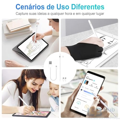 Caneta Stylus Touch Universal Ponta Fina iPad Tablet Celular USB-C Android | precisão compatibilidade universal carregamento rápido indicadores em led