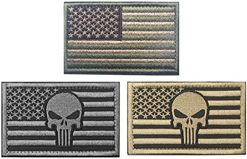 US Flag Velcro Patch, American Flag USA Flags Tactical Military Morale Patch Set, 3pcs