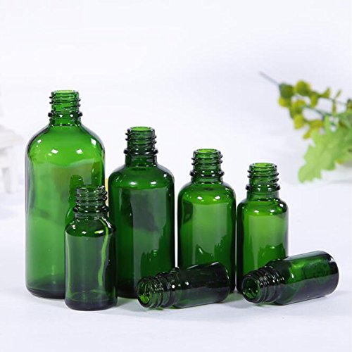 Aland Essential Oil Bottle,Empty Amber Bottle Glass Essential Oil Liquid Aromatherapy+Dropper Cap Tool Green 50ml