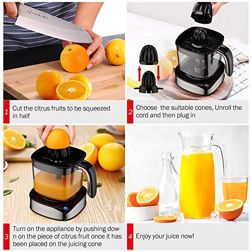 Electric Citrus Juicer 1.2L Large Volume, Orange Juicer with Powerful