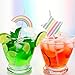 25PCS Unicron Paper Straw Decor Unicorn Party Supplies - Unique Rainbow Cupcake Topper Unicron Striped Straws Disposable Drinking Straws for Unicorn Birthday Party Supplies