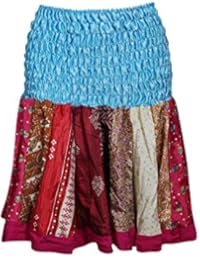 Women's Mini Skirt Multicoloured Flirty Silk Skater Ruched Waist Versatile Skirts OneSize