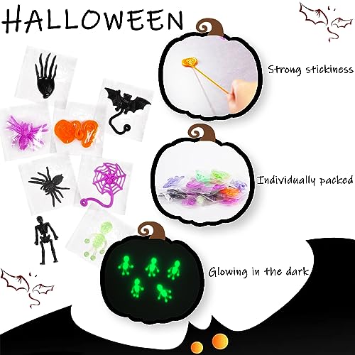Shindel 52PCS Halloween Stretchy Sticky Toys, Halloween Party Favors for Kids Halloween Treat Toys for Goodie Bag Stuffers Treasure Box Classroom Prize