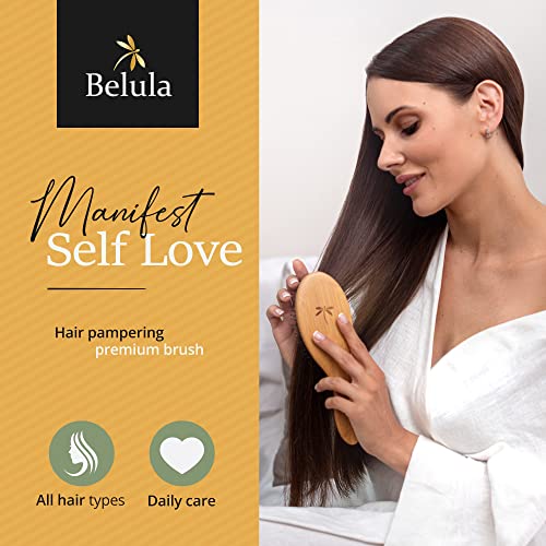 Belula Boar Bristle Hair Brush - Hair Brushes for Women & Mens Hair Brush, Detangler Brush, Hairbrush, Detangling Brush for Long, Curly or Any Type of Hair.