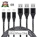iPhone charger, Eashion Extra Long Lightning Cable Nylon Braided Charge & Sync Charging Cord for iPhone 7 Plus 7 6S Plus 6 Plus SE 5S 5C 5, iPad 2 3 4 Mini, iPad Pro Air, iPod- 6ft 3pack (Carbonblack)