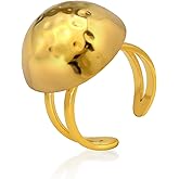 Aprilery 14K Gold Plated Rings for Women Fashion Open Statement Vintage Chunky Adjustable Band Cocktail Rings Jewelry for Her