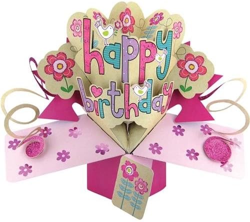 Second Nature Ltd Happy-Birthday Pop-Up 3D Greeting Card (1/Pack)