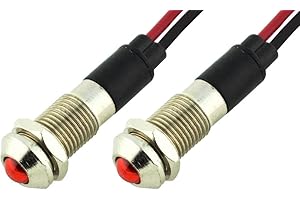 Alpinetech PL8B 8mm 5/16" 220V AC LED Metal Signal Indicator Pilot Dash Light (Red)