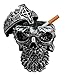 Atlantic Collectibles Crowned Greenman King Skull Decorative Cigarette Ashtray Figurine With Lid 4.25