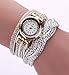 Clearance Sale!💗DEESEE(TM)💗 Brand Watches Women Luxury Crystal Women Gold Bracelet Quartz Wristwatch Rhinestone Clock Ladies Dress Gift Watches (White)