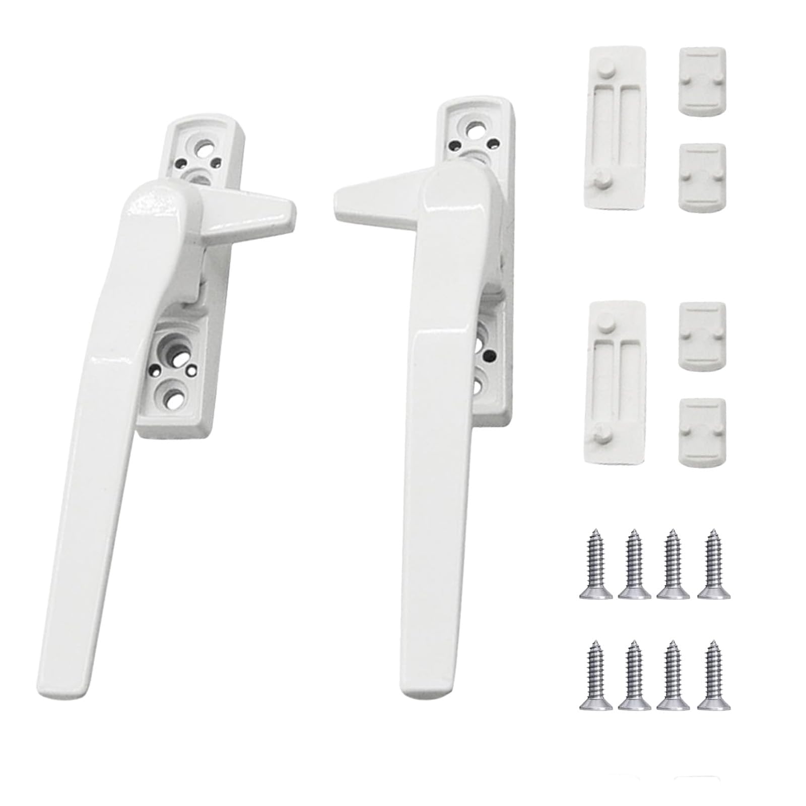 Yuiturt UPVC Window Handles, 2 Pcs White Cockspur Window Handle Replacement, Durable Aluminum Alloy for Security for Casement Windows, Easy Installation, Childproof Locking Mechanism Left/Right