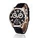 Han Shi Wrist Watch, Man Fashion Watch Retro Leather Band Analog Alloy Quartz Clock (A, Black)