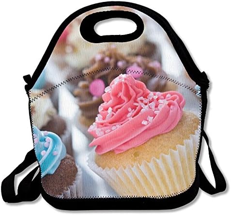 Rainbow Chocolate Cupcakes Coffee Portable Carry Insulated Lunch Bag - Bento Bag - Large Reusable Lunch Tote Bags For Women, Teens, Girls, Kids, Baby, Adults