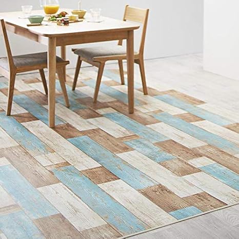 Amazon 古木柄ダイニングラグマット 拭ける はっ水 国産 日本製 ブルー 0 300cm ラグ カーペット オンライン通販