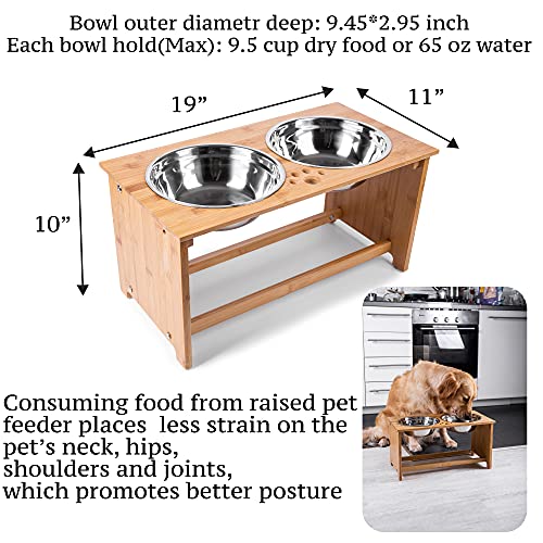 Zento Deals Elevated Bowls Dog and Cat Pet Feeder Raised Bamboo Stand