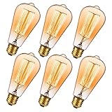 Oak Leaf Edison Bulbs 40W, Incandescent Light Bulbs 40 Watt Amber Bulb Filament Vintage Antique Style, 2400K Warm White(Amber Glow),Medium Screw Base E26,6 Pack