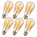 Oak Leaf Edison Bulbs, 40W Incandescent Filament Vintage Antique Style Light Bulb, 2400K Warm White(Amber Glow),Medium Screw Base E26,6 Pack