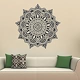 OUBAO Wall Sticker, Mandala Flower Indian Bedroom Wall Decal (Black)