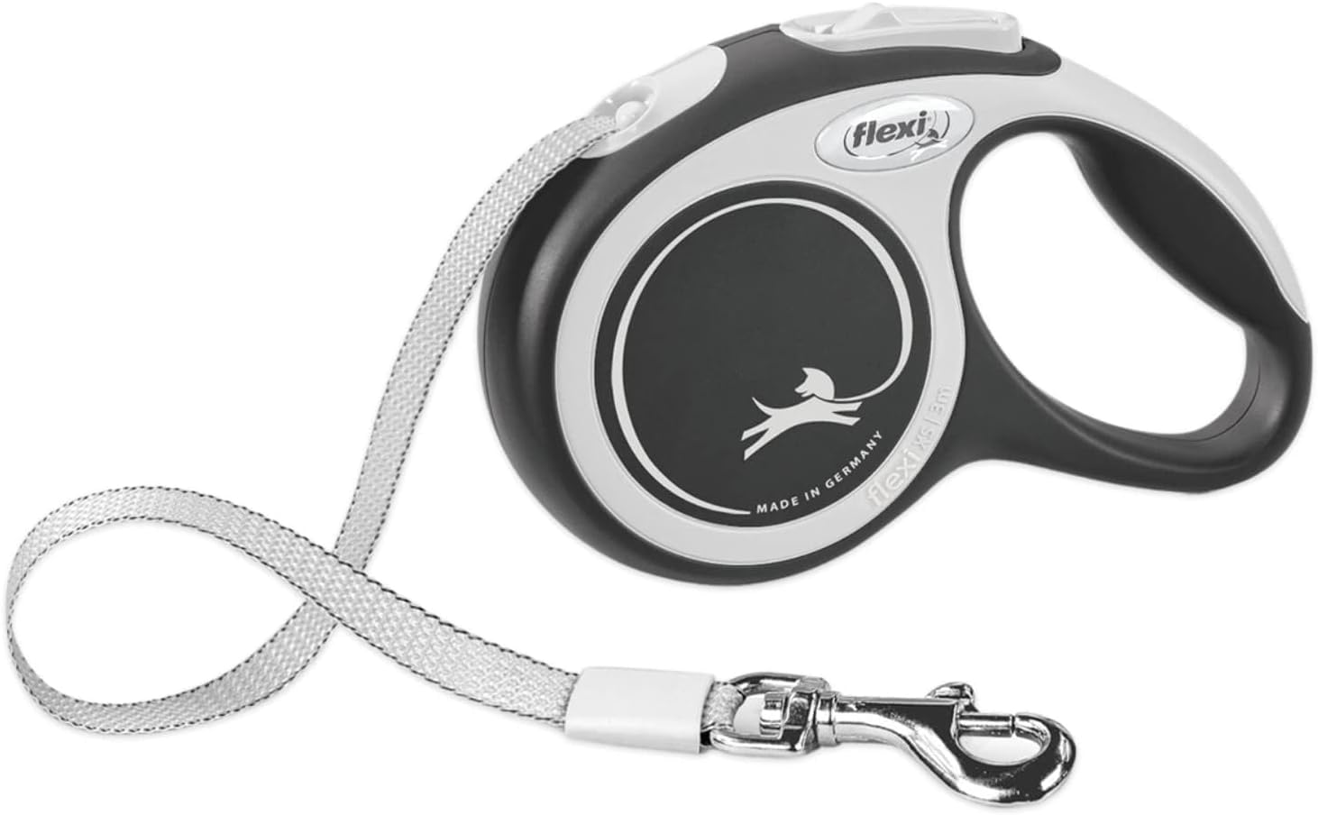FLEXI New Comfort Retractable Dog Leash (Tape), for Dogs Up to 110lbs, 26 ft, Large, Nylon, Grey/Black — image 1