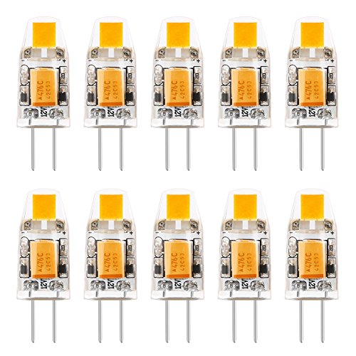 KINDEEP G4 COB LED Bulb, 1W (10W Halogen Bulb Replacement), AC/DC 12V, Bi-Pin Base, Warm White, Pack of 10