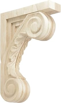 Rubberwood Decorative Wood Corbel Countertop Support 9 Inch Deep