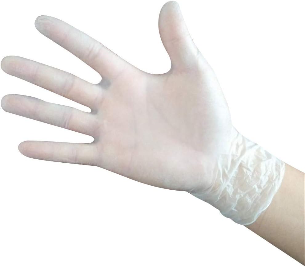 Protective Gloves Hand Protection from Dirt&Water&Virus Household Kitchen Medical Use 100pcs Disposable Rubber Powder-Free PVC Transparent Gloves