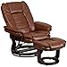 Flash Furniture Bali Contemporary Multi-Position LeatherSoft Recliner Chair with Ottoman, 360-Degree Swivel Recliner Chair/Ottoman Set, Brown Vintage