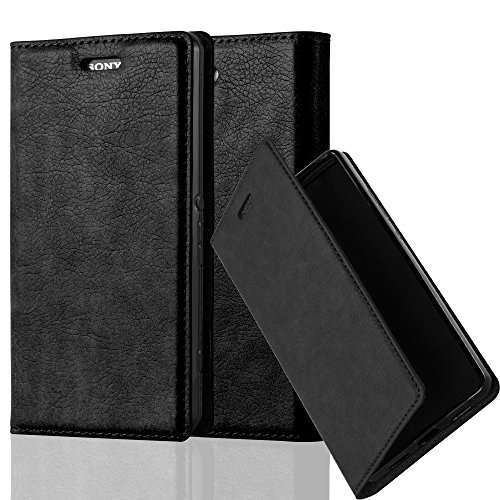 Book Case Compatible with Sony Xperia Z3 Compact in Night Black - with Magnetic Closure, Stand Function and Card Slot - Wallet Etui Cover Pouch PU Leather Flip