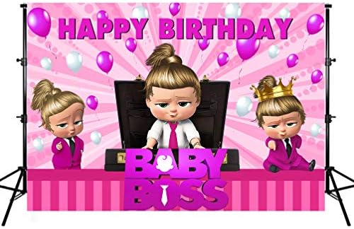 Boss Baby Girl Backdrops Pink Princess Girls Photography Backdrop Kids Happhy Birthday Party Background Vinyl Decor 8X6ft
