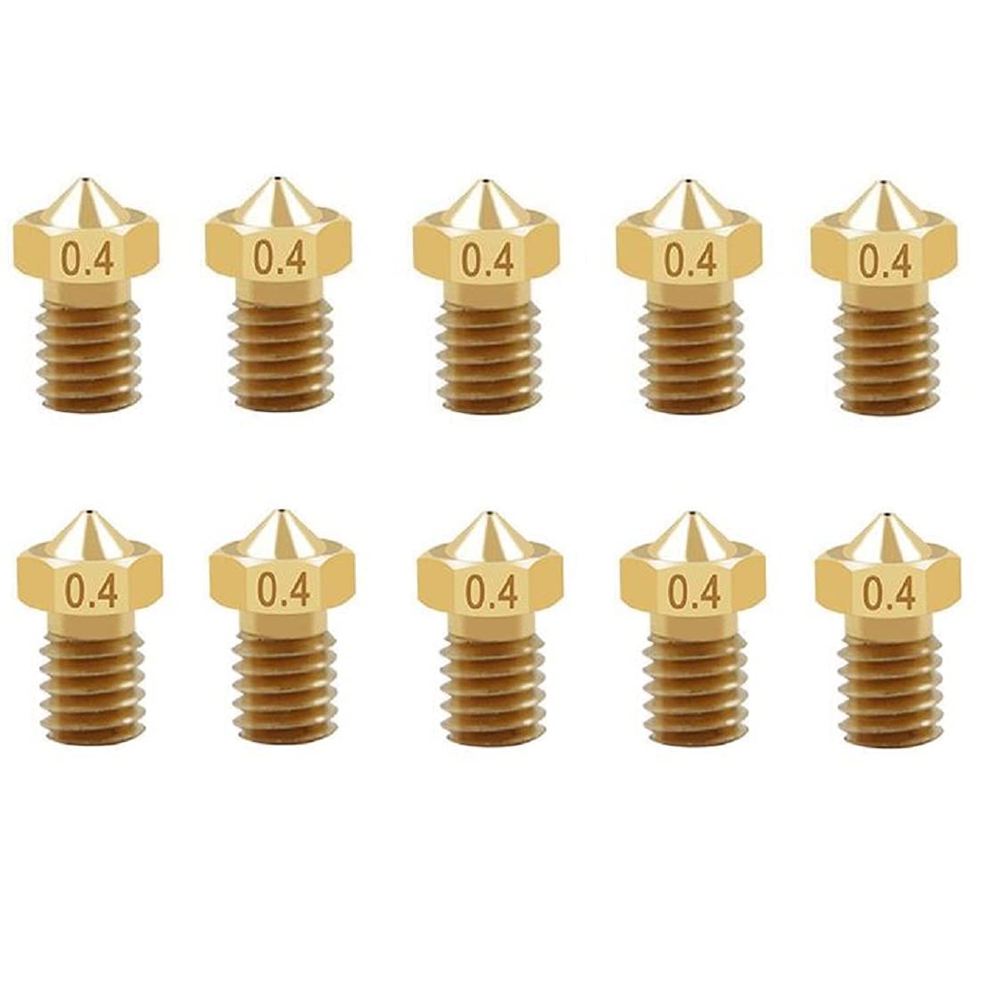 MASUNN Flsun 10Pcs M6 0.4Mm Copper Nozzle Print Head For 3D Printer 1.75Mm Filament