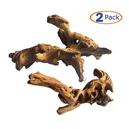 Reptile Toy,Driftwood Branches Reptiles Aquarium Decoration Assorted Size,Natural Habitat Decor Wood for Lizad (M 2pack)
