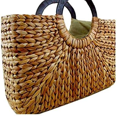 Straw Rattan Women Tote Summer Beach Handbag Picnic Basket Natural Bag Medium Size 15.5'x15' US Seller