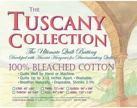 Hobbs Tuscany 20% Wool 80% Cotton Batting Throw X 60in, 60" x 60"