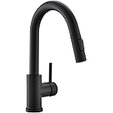 Cenosa Modern Bar Sink Faucet for Kitchen Sink Single Handle with Pull Out Sprayer Hot and Cold Prep Sink Faucet Matte Black