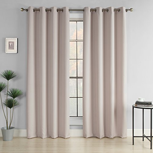 Rama Rose Thermal Insulated Grommet Privacy Faux Linen Blackout Curtains for Bedroom (1 Panel, W52 x L88 -Inch,Taupe)