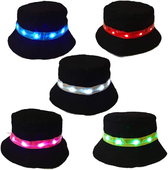 Bucket Hats LED Light up Mens & Womens Summer Festival Sun Cap Flashing